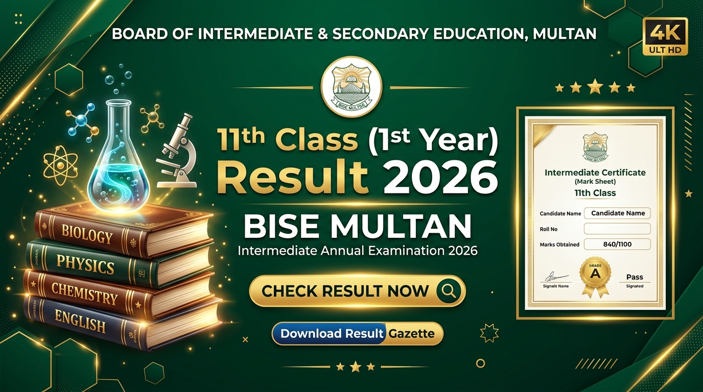 BISE Multan 11th Class Result 2026 Official Banner