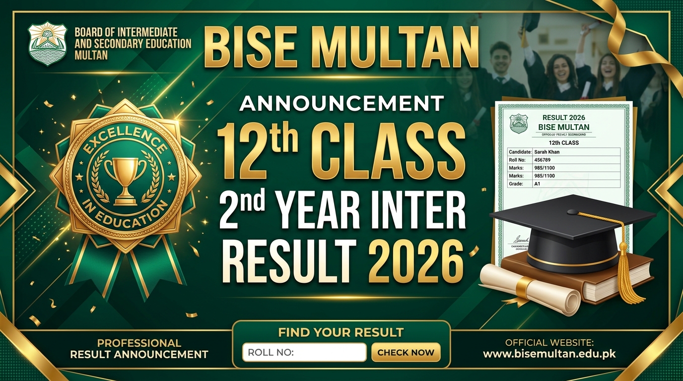 BISE Multan 12th Class Result 2026 Official Banner