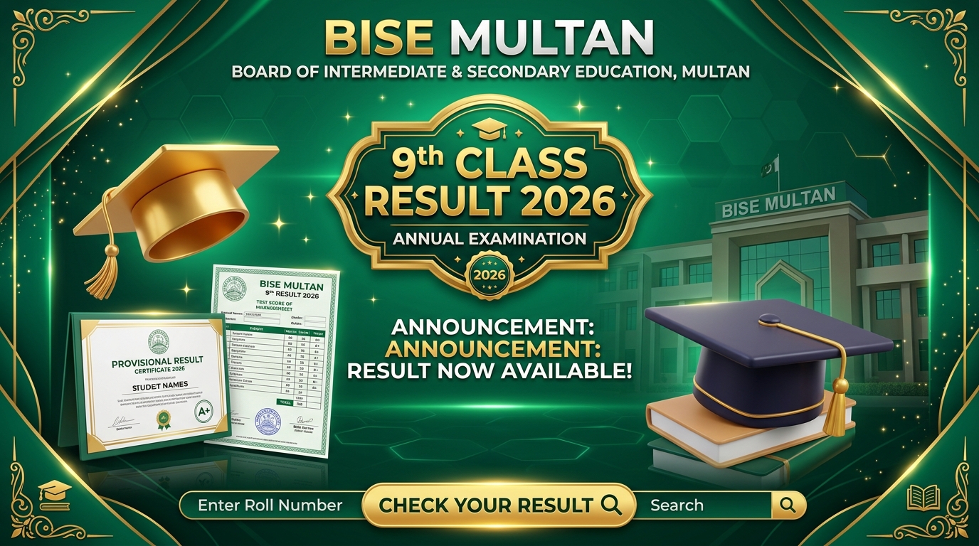 BISE Multan 9th Class Result 2026 Official Banner