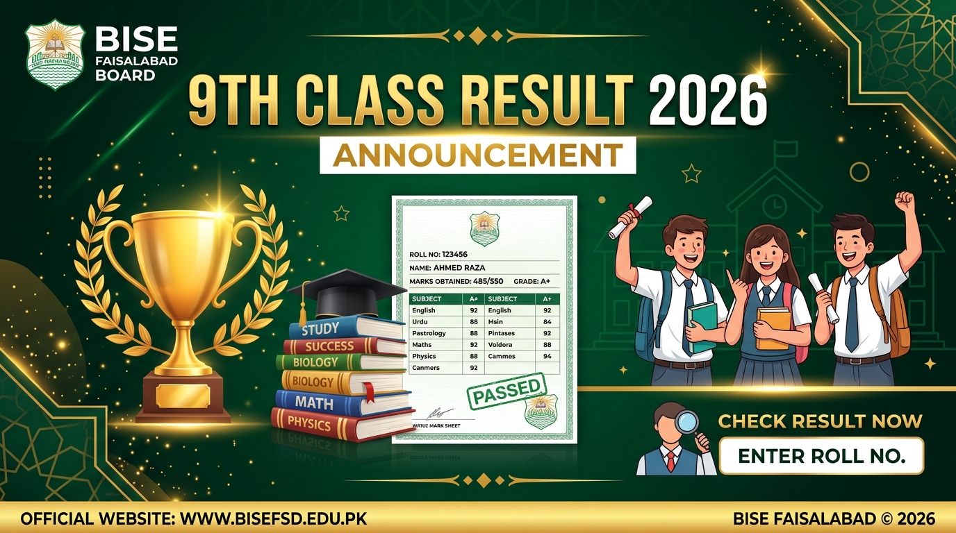 BISE Faisalabad 9th Class Result 2026 Banner