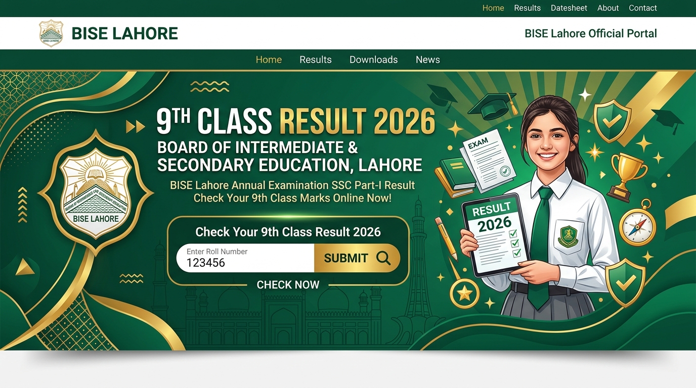 BISE Lahore 9th Class Result 2026 Banner